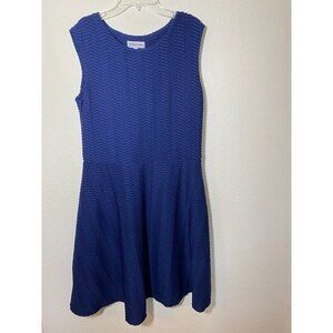 Navy Blue Sleeveless‎ Dress Size 16 Flare Skirt A Line